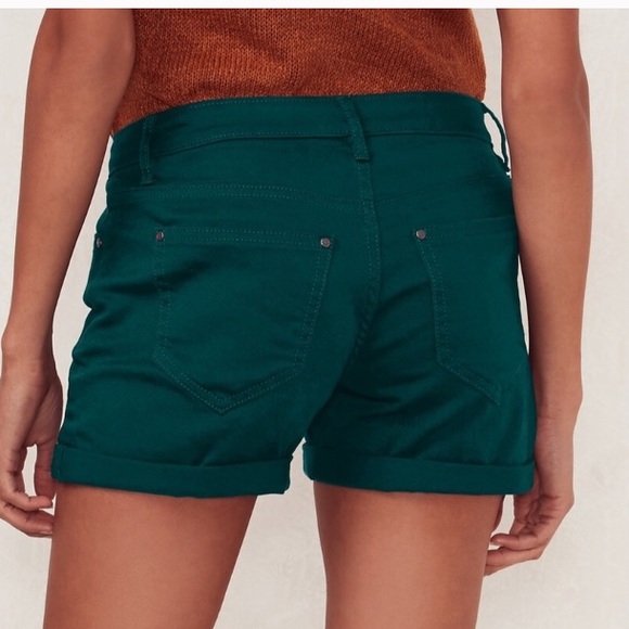 LC Lauren Conrad Roll Cuff Teal Denim Shorts - Picture 2 of 4